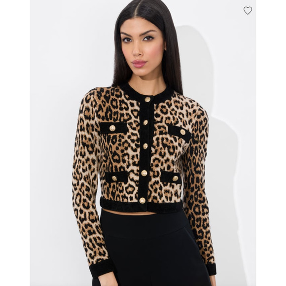 Alice + Olivia CLAIRA LEOPARD CARDIGAN Medium - Picture 1 of 11
